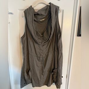 100% Linen Gray Sleeveless Cowl Neck Dress
